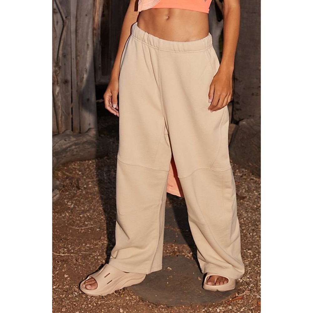 FP Movement by Free People Beige Wide-Leg Track Pants